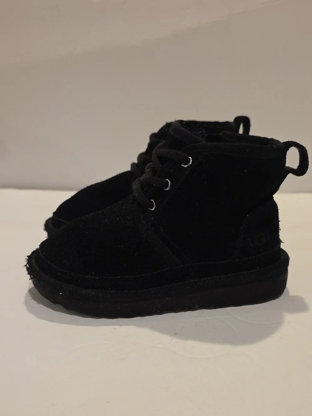 UGG Neumel Kids Black Suede Lace-Up Boots Size 9